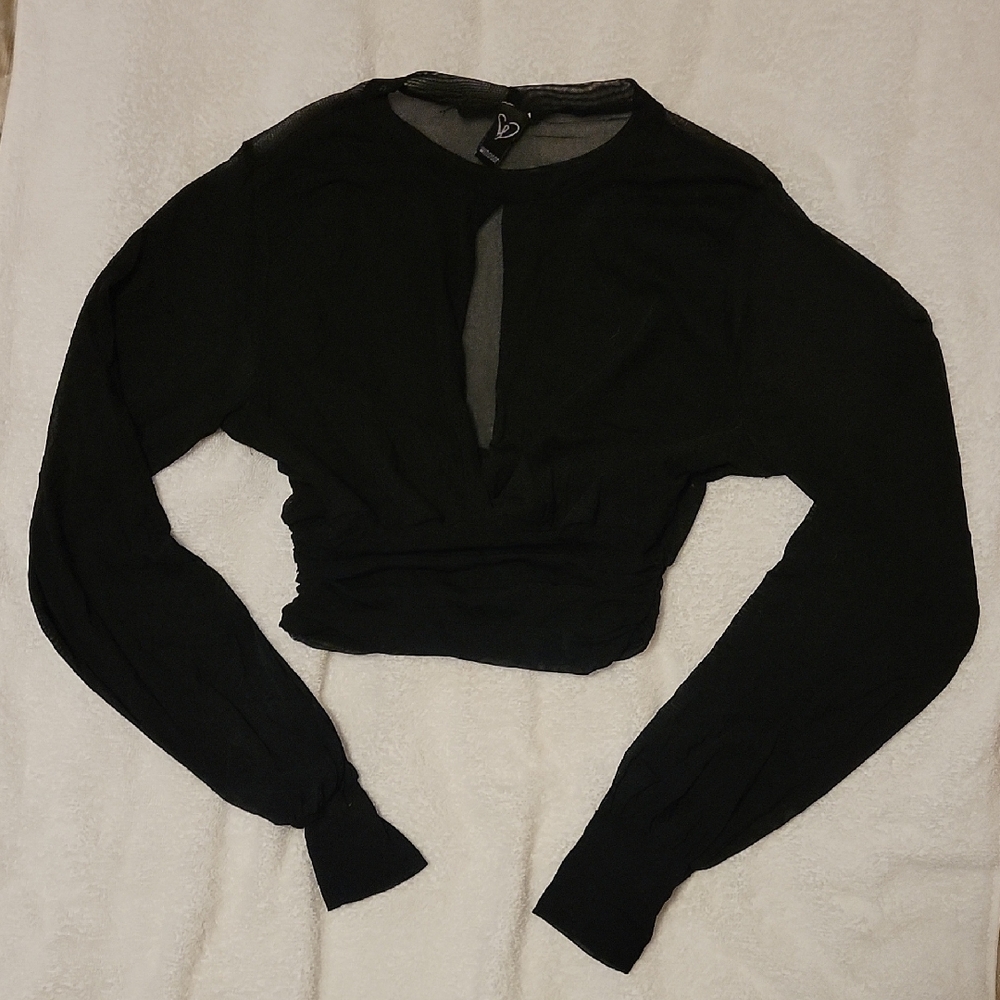 Windsor Black Sheer Long Sleeve Blouse
